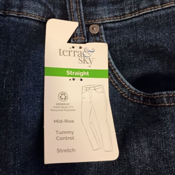 Terra & Sky Plus Jeans 24W Tummy Control Mid Rise Straight Leg Stretch NWT - Picture 9 of 9